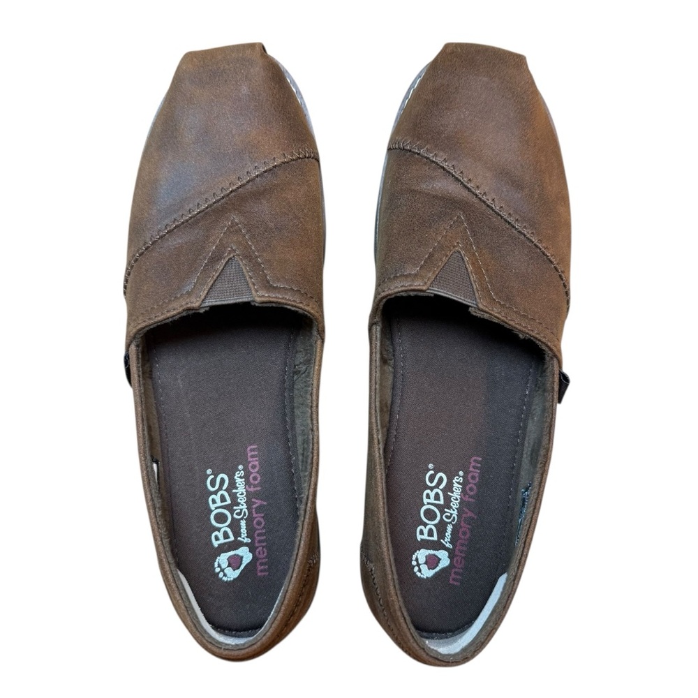 BOBS Skechers Brown Flat Slip-Ons Memory Foam Women’s Comfort Shoes, US Size 9.5 - Picture 4 of 13